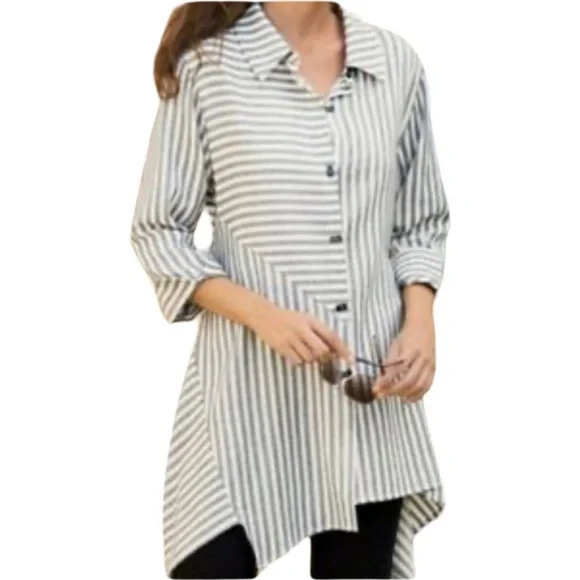 **SOLD** Soft Surroundings Standout Striped Shirt Size 3X - Picture 1 of 10